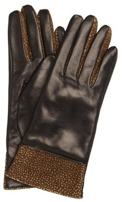 Portolano black leopard 2 button glove borbonese leather cuff