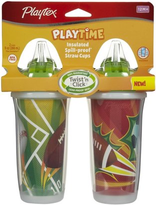 Playtex Playtime Insulator Straw Cup - 9 oz - Boy - 2 ct