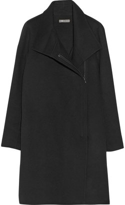 Vince Leather-paneled wool-blend coat
