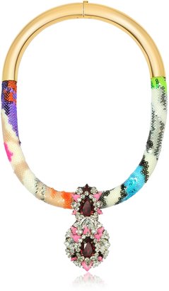 Shourouk Zulu Multicolor Crystals and Sequins Necklace