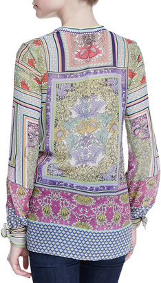 Just Cavalli Morris Printed Silk Chiffon Blouse, Multicolor
