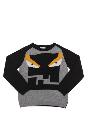Fendi Monster Motif Wool Blend Sweater