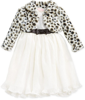 Nannette Little Girls' 2-Piece Chiffon Dress & Faux-Fur Shrug Set