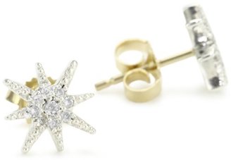 Mizuki Silver and Gold Petite Diamond Star Earrings
