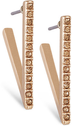 French Connection Gold-Tone Small Pavé "V" Hoop Earrings