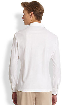Canali Tonal Striped Cotton Sportshirt