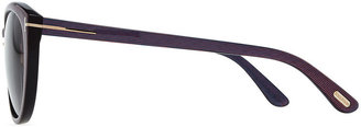 Tom Ford Gina Striped Acetate Cat-Eye Sunglasses, Blue/Purple
