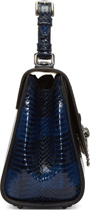 Dolce & Gabbana Cocoa & Cobalt Ayers Leather Medium Monica Bag