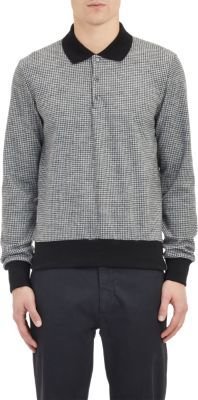 Todd Snyder Houndstooth Long-Sleeve Polo Shirt