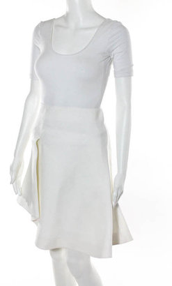 Thierry Mugler NWT White Silk Pleated Asymmetrical A Line High Waist Skirt Sz 38 $1455