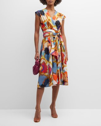 Marella Salerno1 Abstract-Print Cap-Sleeve Midi Dress