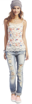 Wet Seal Crinkle Lace Trim Cami