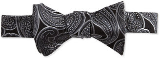 Neiman Marcus Paisley Silk Bow Tie, Black/Silver