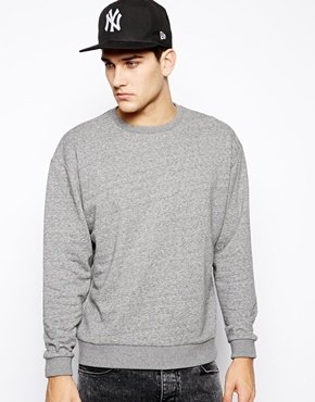 ASOS Oversized Sweatshirt in Textured Fabric - Gray