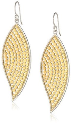 Anna Beck Designs "Gili Classic" Medium Gold Plated Wire Rimmed Leaf Drop Earrings