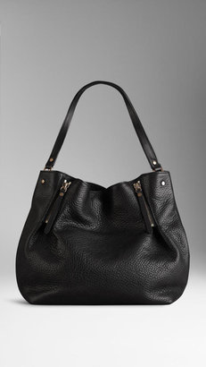 Burberry Medium Zip Detail Leather Tote Bag