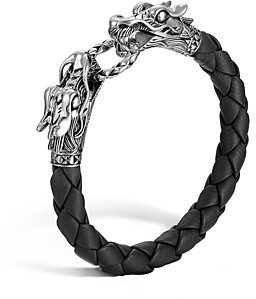 John Hardy Naga Black Woven Leather Dragon Bracelet