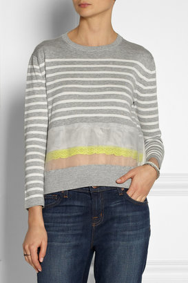 Sacai Luck organza and lace-trimmed cotton sweater