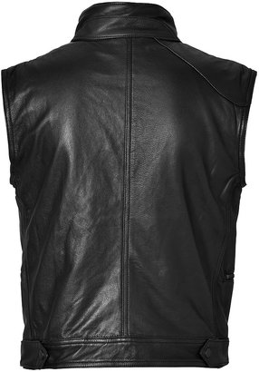 Rag and Bone 3856 Rag & Bone Leather Moto Vest in Black