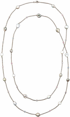 Eli Jewels Gray Keshi Pearl & Sapphire Station Necklace, 42"L
