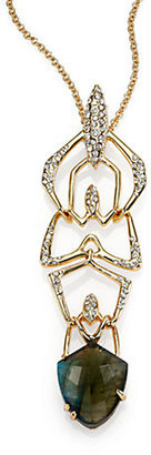 Alexis Bittar Miss Havisham Kinetic Labradorite & Crystal Geometric Pendant Necklace