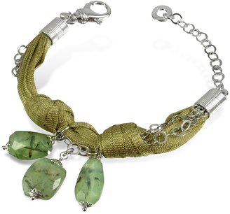 Daco Milano Green Gemstone Drops Multi-strand Sterling Silver Lace Bracelet