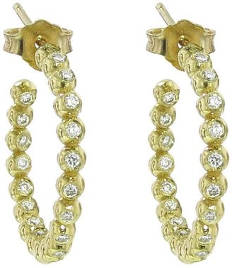 Jennifer Meyer Small Bead Hoops with Diamonds - Yellow Gold Earrings