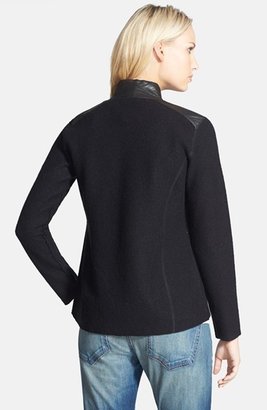 Eileen Fisher Leather Trim Merino Wool Jacket (Regular & Petite)