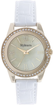 Style&Co. Women's White Croc-Embossed Strap Watch 32mm 10022692