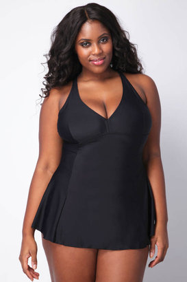 Yours Clothing Black Skirted Swimsuit With TUMMY CONTROL