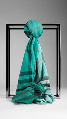 Burberry Check Ombre Wool Silk Scarf