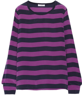 Equipment Liam striped washed-silk top