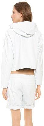 Alexander Wang T by Cropped Leather Hooded Jacket