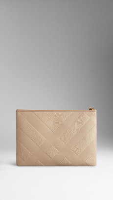 Burberry Large Embossed Check Leather Beauty Wallet