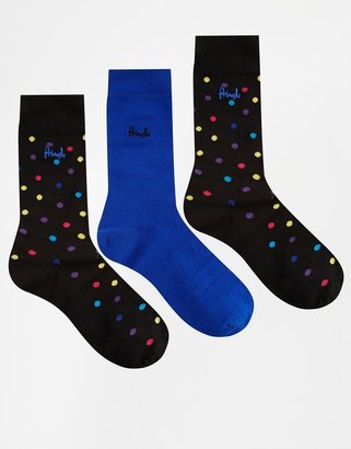 Pringle 3 Pack Spots Socks Gift Set - Black