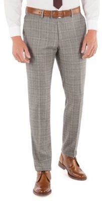 Ben Sherman Grey heritage check plain front super slim fit camden suit trouser