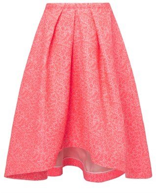 CALLA Fluoro Coral Jacquard Midi Skirt