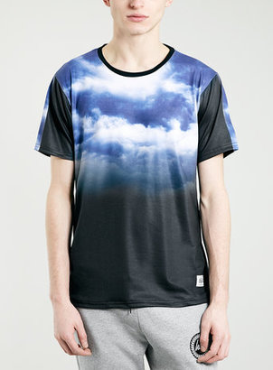 Topman THFKDLF Black Cloud Print Longline T-shirt*