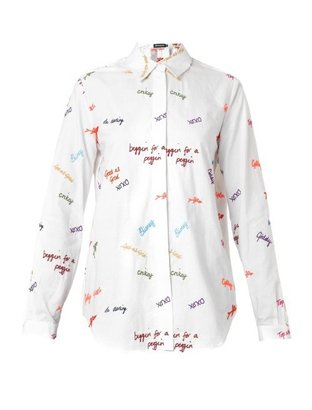 House of Holland Scribble-embroidered cotton shirt