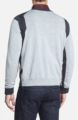 Thomas Dean Colorblock Merino Wool V-Neck Sweater