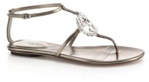 Gucci GG Crystal & Leather Sandals