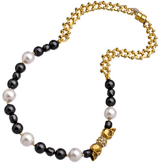 Isabella Collection Devora Libin Jewels Black and White Pearl and Gold Skull Choker Necklace