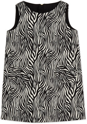 Milly Minis Zebra Print Pocket Shift Dress, Black/White