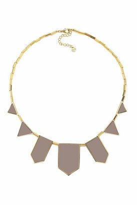 House Of Harlow Khaki Leather Five Stations Necklace in Gold