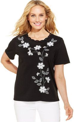 Alfred Dunner Floral-Embroidered Tee