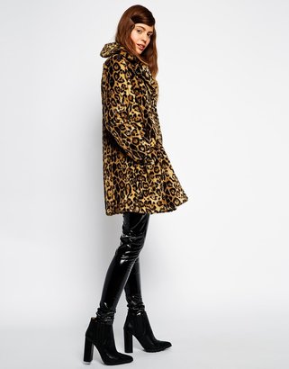 ASOS TALL Faux Fur Coat In Animal Print