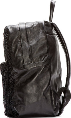 Christopher Kane Black Leather Crackle Backpack