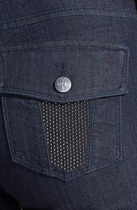 NYDJ 'Barbara' Embellished Pocket Stretch Bootcut Jeans (Dark Enzyme) (Petite)