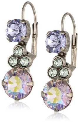Sorrelli Lavender Mint" Crystal Linear Antique Silver-Tone Drop Earrings