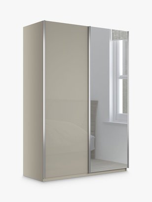 John Lewis & Partners Elstra 150cm Wardrobe with White Glass and Mirrored Sliding Doors